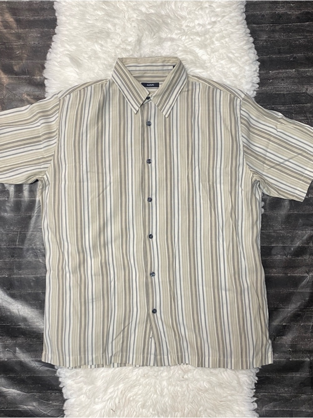 ALFANI STRIPE BUTTON DOWN SHORT SLEEVE MENS CASUAL GOLF BASIC SUMMER
